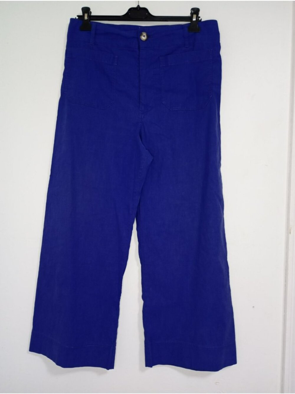 Maeve Anthropologie Colette Wide-Leg Pants Sz 32 Linen Blend Button Zip Closure
